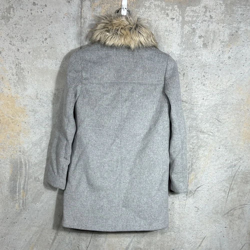 Crewcuts gray wool peacoat faux fur collar